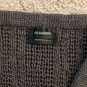 JILL SANDER grey V-neck half-sleeve knit sweater